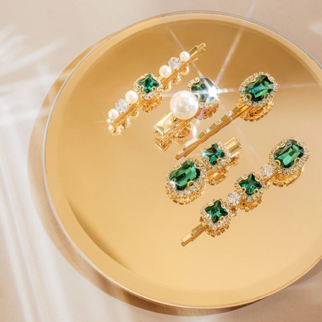 Coco Hair Clip Set - Emerald